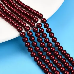 Baking Paint Pearlized Glass Pearl Bead Strands