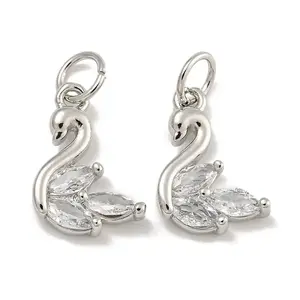 Rack Plating Brass Micro Pave Clear Cubic Zirconia Charms