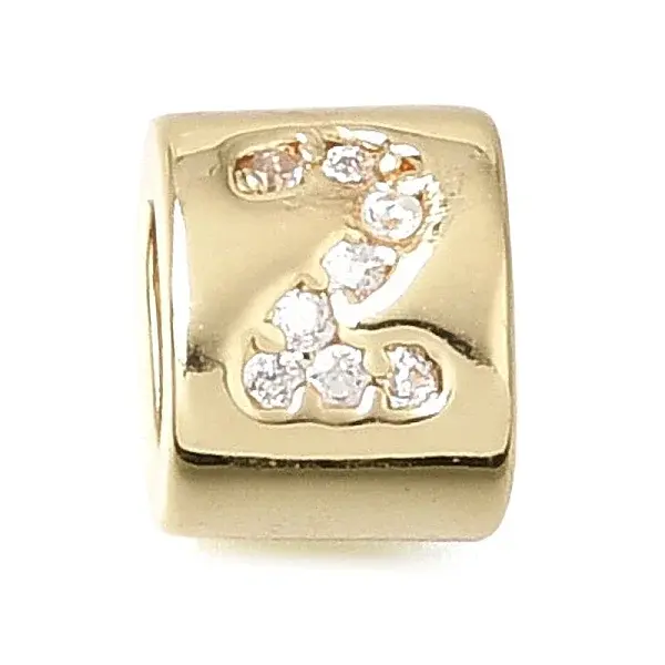 Brass Micro Pave Clear Cubic Zirconia Slider Charms