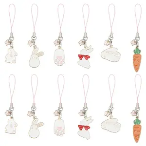12Pcs 6 Style Alloy Enamel Mobile Straps
