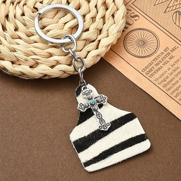 Cowhide Leather & Alloy Keychain
