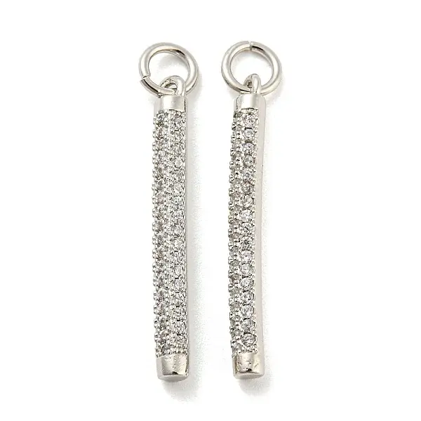 Rack Plating Brass Micro Pave Clear Cubic Zirconia Pendants