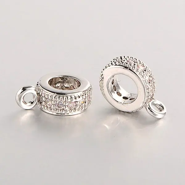 Brass Micro Pave Cubic Zirconia Tube Bails
