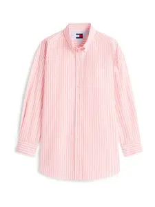 Tommy Jeans Blúzka  ružová / biela