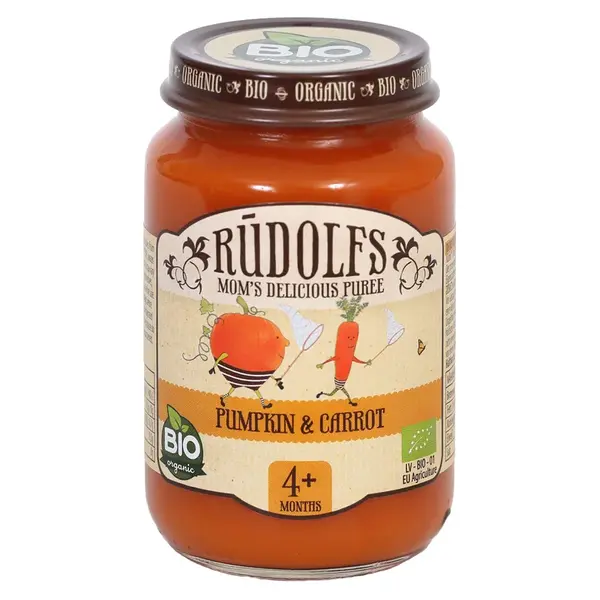 RUDOLFS Bio příkrm dýně a mrkev 4m+ 190 g