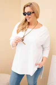 Plus size asymetrická halenka s náhrdelníkem