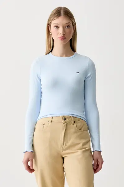 Tommy Jeans tričko s dlhým rukávom dámske bavlnené s elastanom