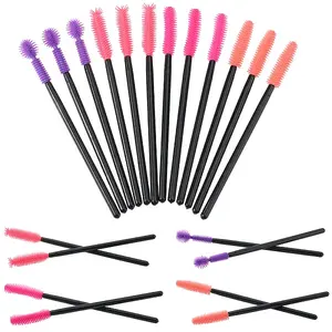 32Pcs 4 Styles Plastic &  Silicone Eye Lashes Cosmetic Brushes