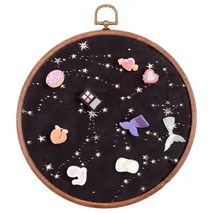 Flat Round Polyester & Acrylic Wall Mounted Brooch Organizer Display Boards