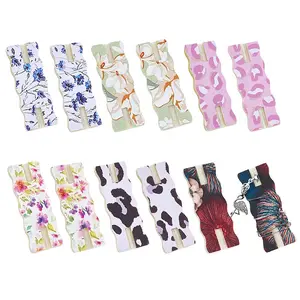 12Pcs 6 Styles Leopard Print Flower Donut Printed Polyester Necklace Anti-Winding Display Cards