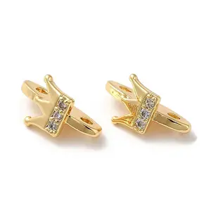 Brass Micro Pave Clear Cubic Zirconia Slide Charms