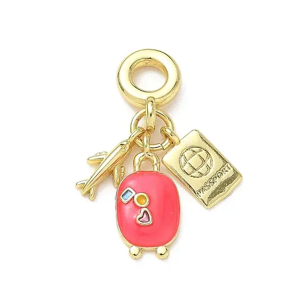 Brass Hot Pink Enamel European Dangle Charms