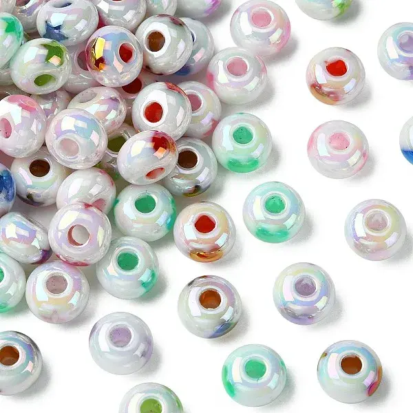 100Pcs UV Plated Rainbow Acrylic Beads