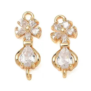 Brass Pave Clear Cubic Zirconia Connector Charms