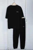Trendyol Black Oversize/Wide Cut Printed T-Shirt Tracksuit Bottom-Top Set