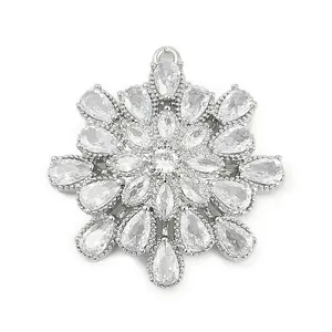 Brass Micro Pave Cubic Zirconia with Glass Pendants
