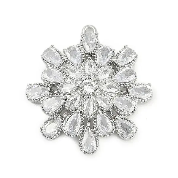 Brass Micro Pave Cubic Zirconia with Glass Pendants