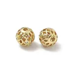 Brass Micro Pave Clear Cubic Zirconia Beads