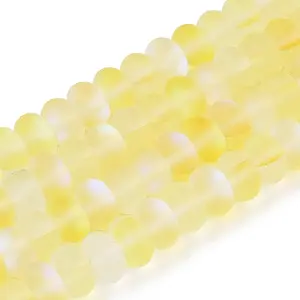 Frosted Transparent Glass Beads Strands