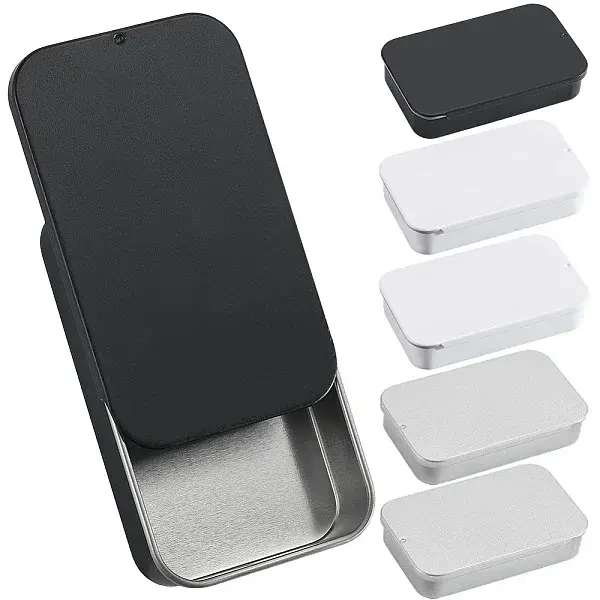 6Pcs Slide Top Tinplate Trinket Storage Boxes