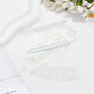 2.5Yards Satin Elastic Pleated Lace Trim