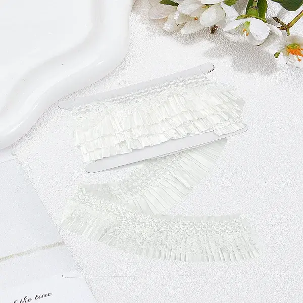 2.5Yards Satin Elastic Pleated Lace Trim