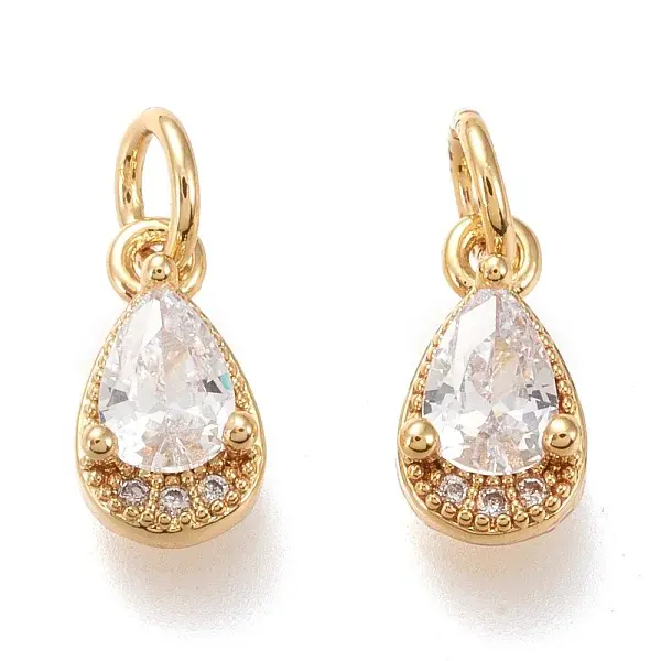 Brass Micro Pave Clear Cubic Zirconia Charms