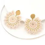 304 Stainless Steel & Bohemian Beaded Flower Dangle Stud Earrings for Women