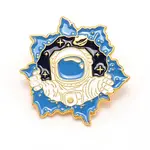 Leaf-shaped with Astronaut Cartoon Enamel Pin