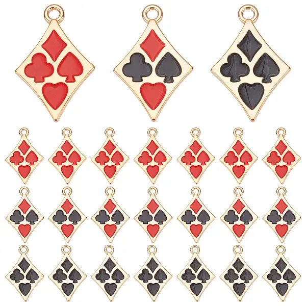 30Pcs 3 Colors Alloy Enamel Pendants