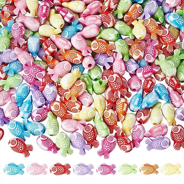 300Pcs Fish Craft Style Acrylic Beads