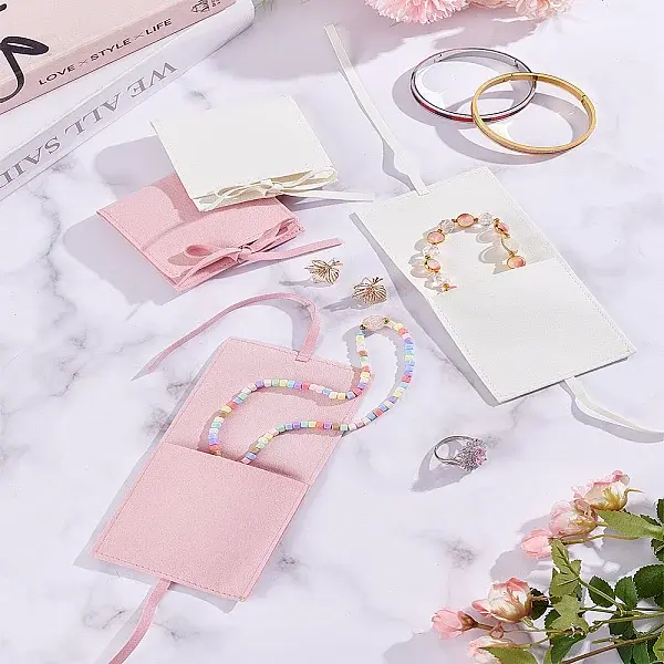 4Pcs 2 Colors Microfiber Jewelry Storage Gift Pouches