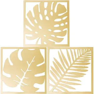 3Pcs Leaf Acrylic Mirror-Like Wall Stickers
