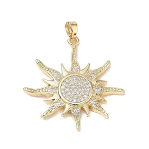 Brass Micro Pave Clear Cubic Zirconia Pendants