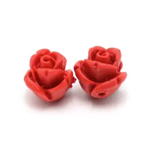 Cinnabar Carved Rose Beads