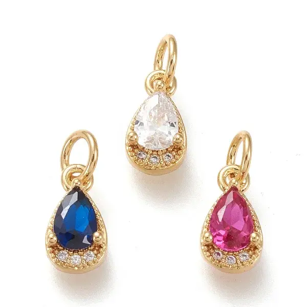 Brass Micro Pave Clear Cubic Zirconia Charms