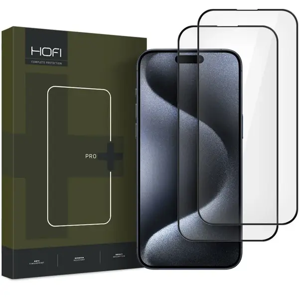 Hofi Pro+ Tvrzené sklo, iPhone 16, 2 kusy, černé