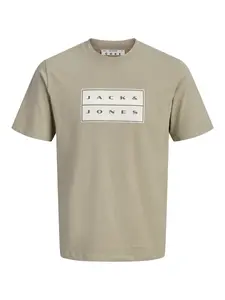 JACK & JONES Tričko 'JCOFusion'  sivobéžová / biela