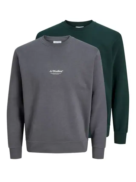 JACK & JONES Mikina 'JJESOHO'  sivá / jedľová / biela
