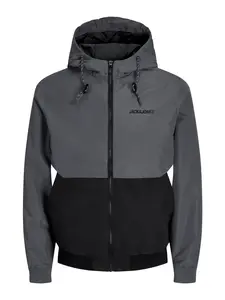 JACK & JONES Prechodná bunda 'JJERush'  tmavosivá / čierna / biela