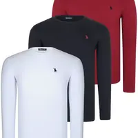 TRIPLE SET T8588 DEWBERRY ROUND NECK PÁNSKÁ MIKINA-ČERNO-BÍLÁ-VÍNOVÁ