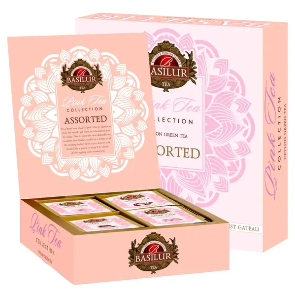 BASILUR Gift Pink Tea Assorted přebal variace zelených čajů 40 gastro sáčků