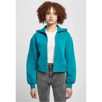 Dámská krátká oversized bunda na zip vodově zelená