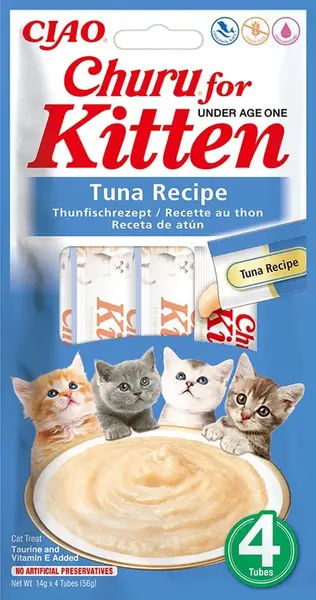 Inaba Ciao Churu Kitten krémové krmivo pro kočky - tuňák 4 x (4 x 14 g)