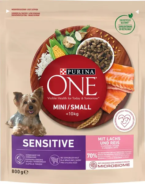ONE MINI Sensitive Dog 800g s lososom
