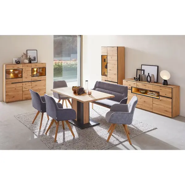 Linea Natura JÍDELNÍ STŮL, divoký dub, černá, barvy dubu, 160/90/76 cm