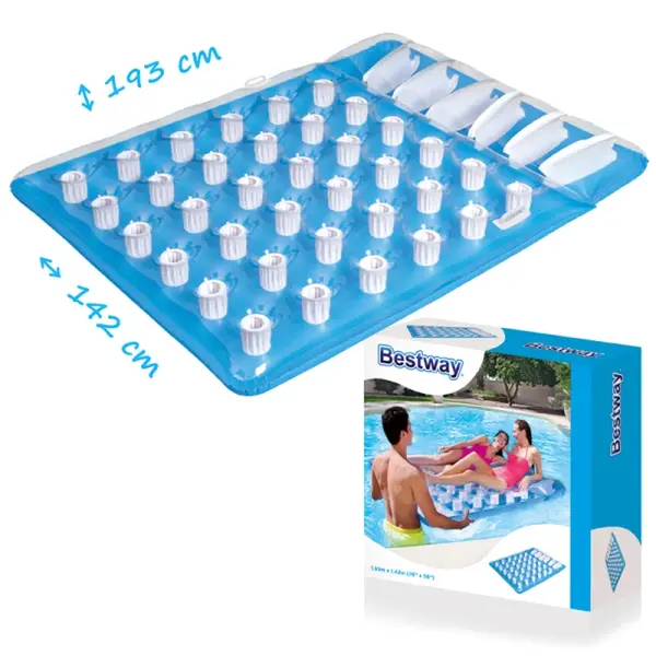 BESTWAY 43055 - Nafukovací lehátko s kalíšky 193 cm
