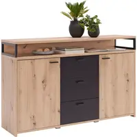 Xora ŠIROKÁ KOMODA, černá, barvy dubu, 134/87,8/38 cm