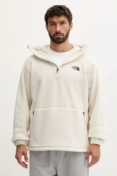 Fleecová mikina The North Face Dirus pánská, béžová barva, s kapucí, hladká, NF0A8F1X11P1