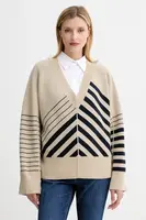 Vlněný svetr BOSS Fudali dámský, béžová barva, 50542884